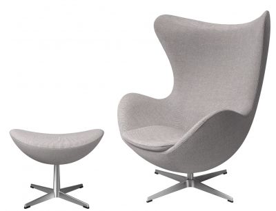 Egg Chair with Stool Promotional Model Re-wool Textile Fabric Fritz Hansen 